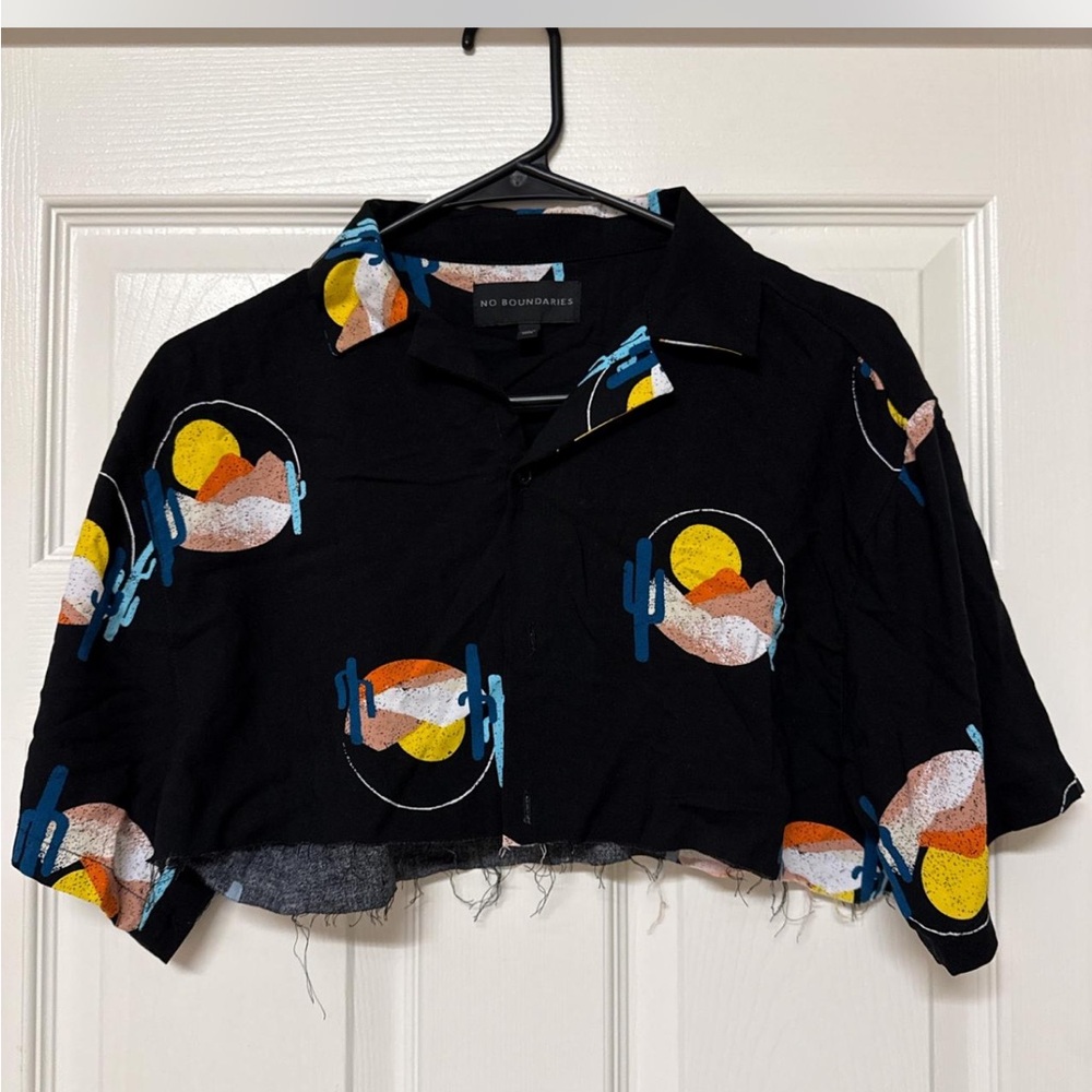 cropped button up